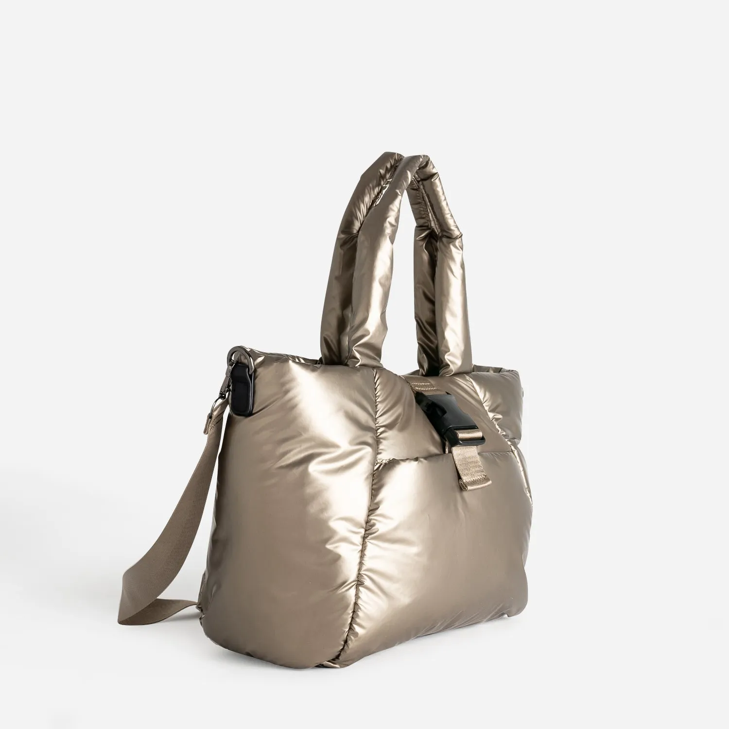 Sac cabas TEXTO bronze nylon matelassé - Sacs à main Maroquinerie | ERAM