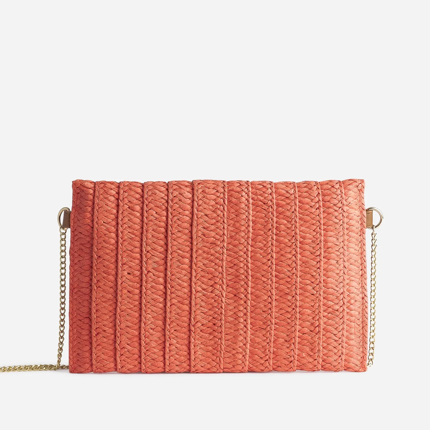 Sac pochette orange en papier tressé et clouté - Sacs à main Maroquinerie | ERAM