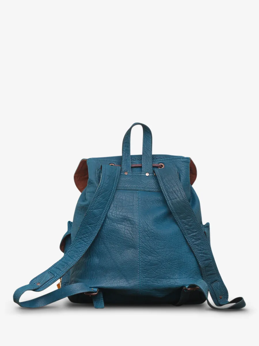 SAC À DOS EN CUIR BLEU LeMéridien - Bleu Piscine