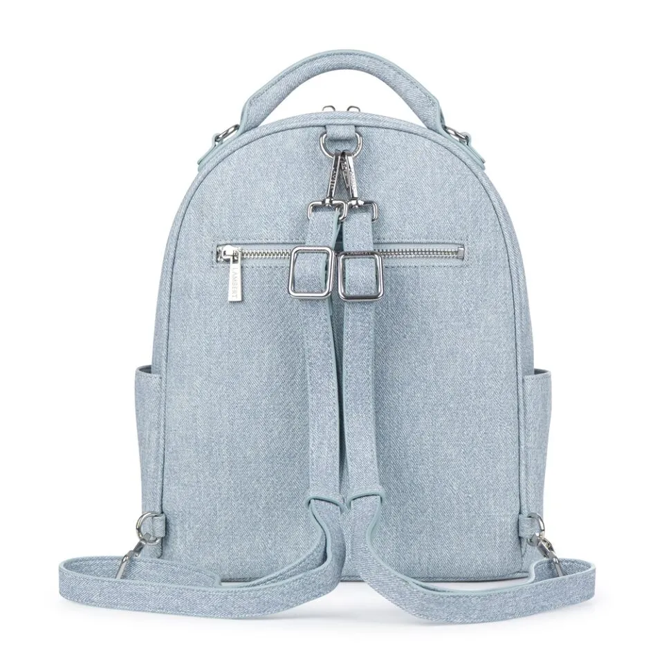 Sac à dos multifonction Le Maude en cuir vegan Denim pâle