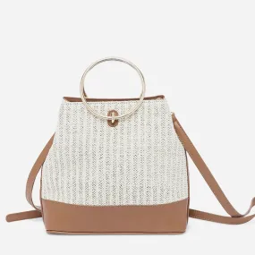 Sac à main bi matière camel et beige effet tressé - Sacs à main Maroquinerie | ERAM