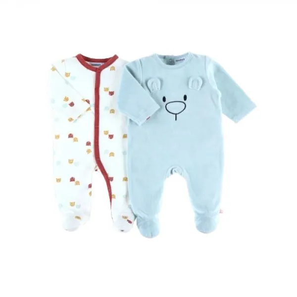 Set de 2 pyjamas en velours 0 mois