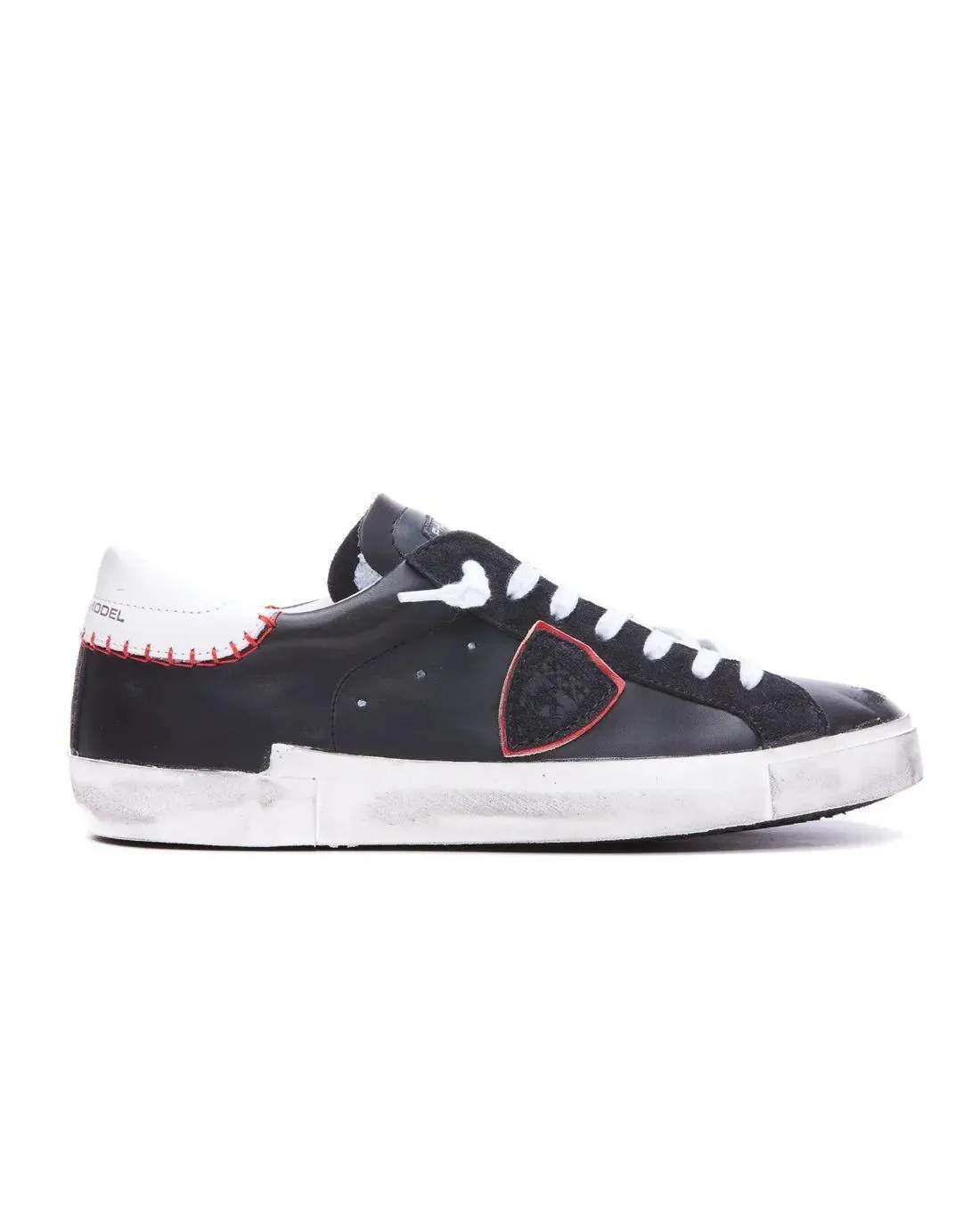 Sneakers PRSX LOW MAN NOIR ROUGE - Philippe Model  | Chez Maman Rouen