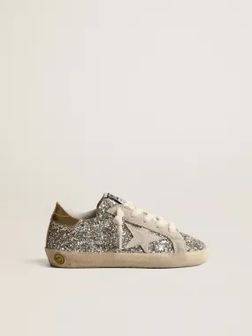 Super-Star Young à paillettes avec étoile en daim et contrefort doré | Golden Goose