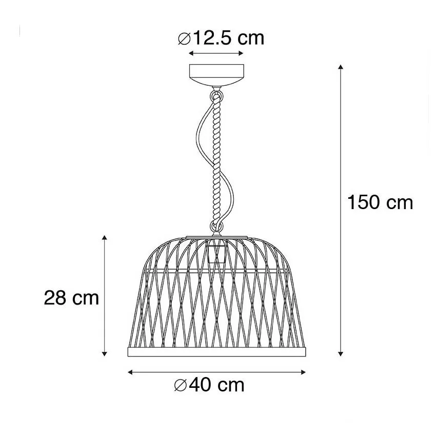 Suspension rustique en rotin - Calamus