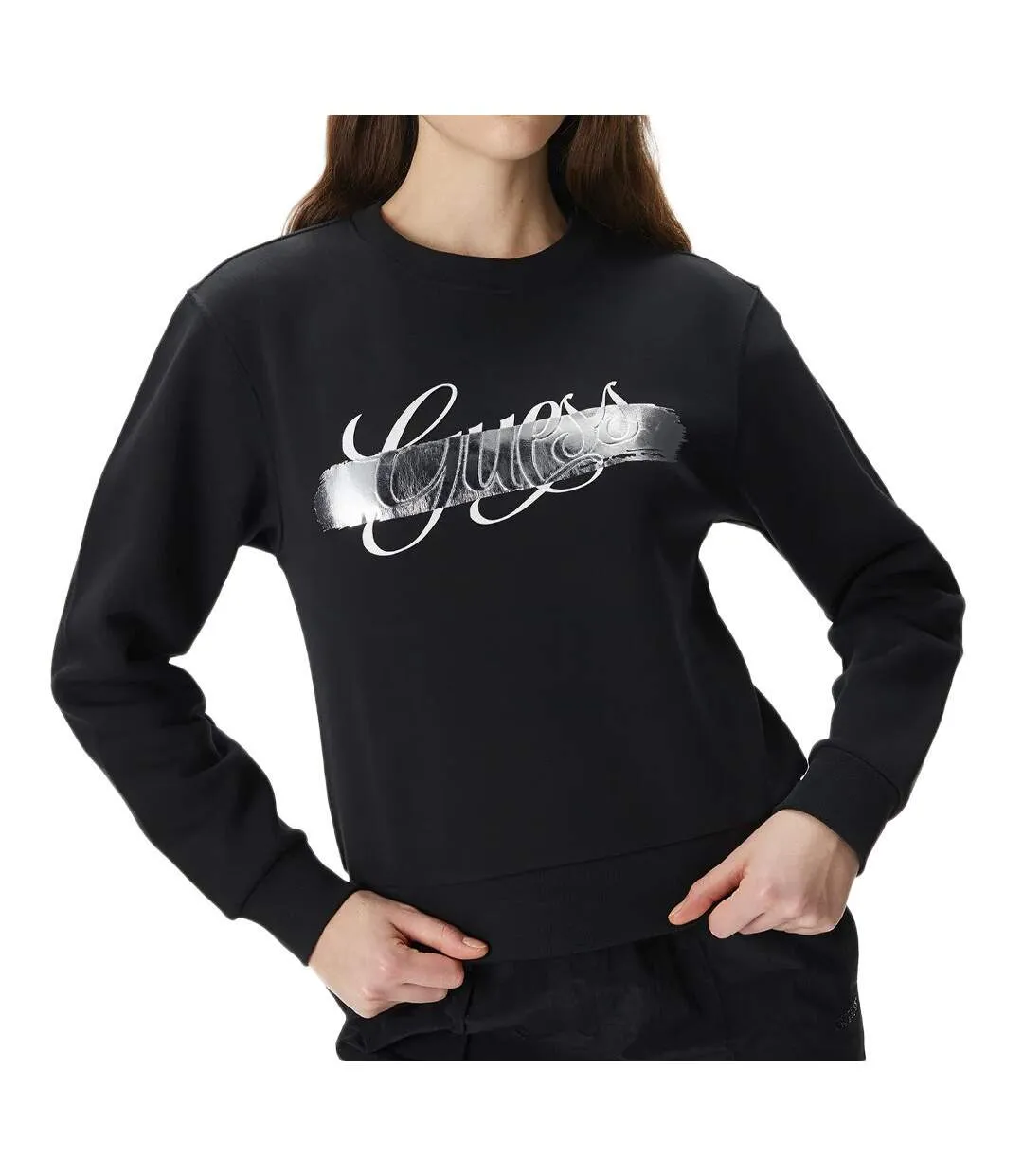 Sweat Noir Femme Guess W4RQ15K9Z21