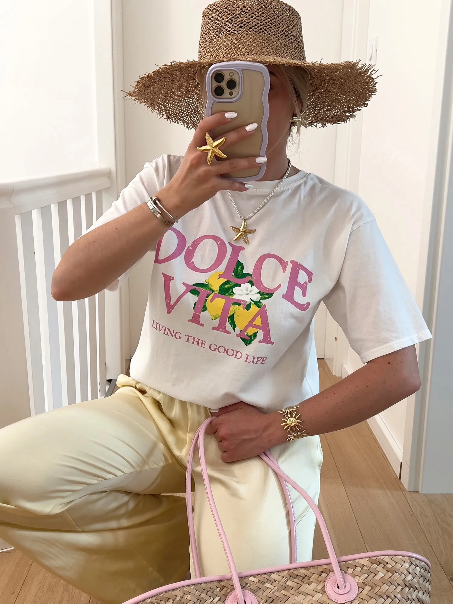 T-shirt DOLCE Dolce vita motif citron blanc