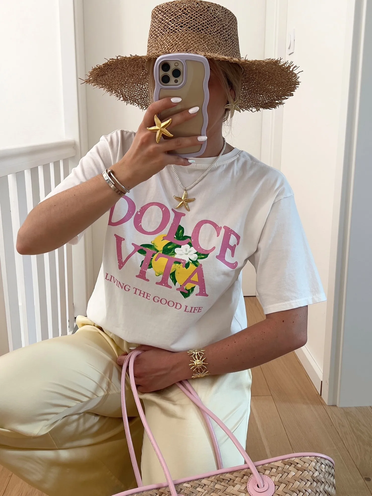 T-shirt DOLCE Dolce vita motif citron blanc