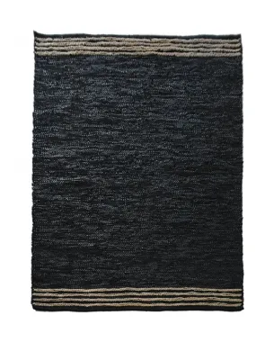 Tapis kilim tissé main en cuir CUIRLINE Care&Fair - Noir