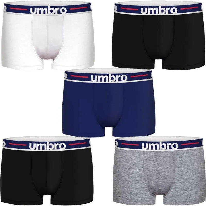 UMBRO 5 Boxers Homme Coton UMBGBCX5CLASS3 Noir Gris Blanc Bleu