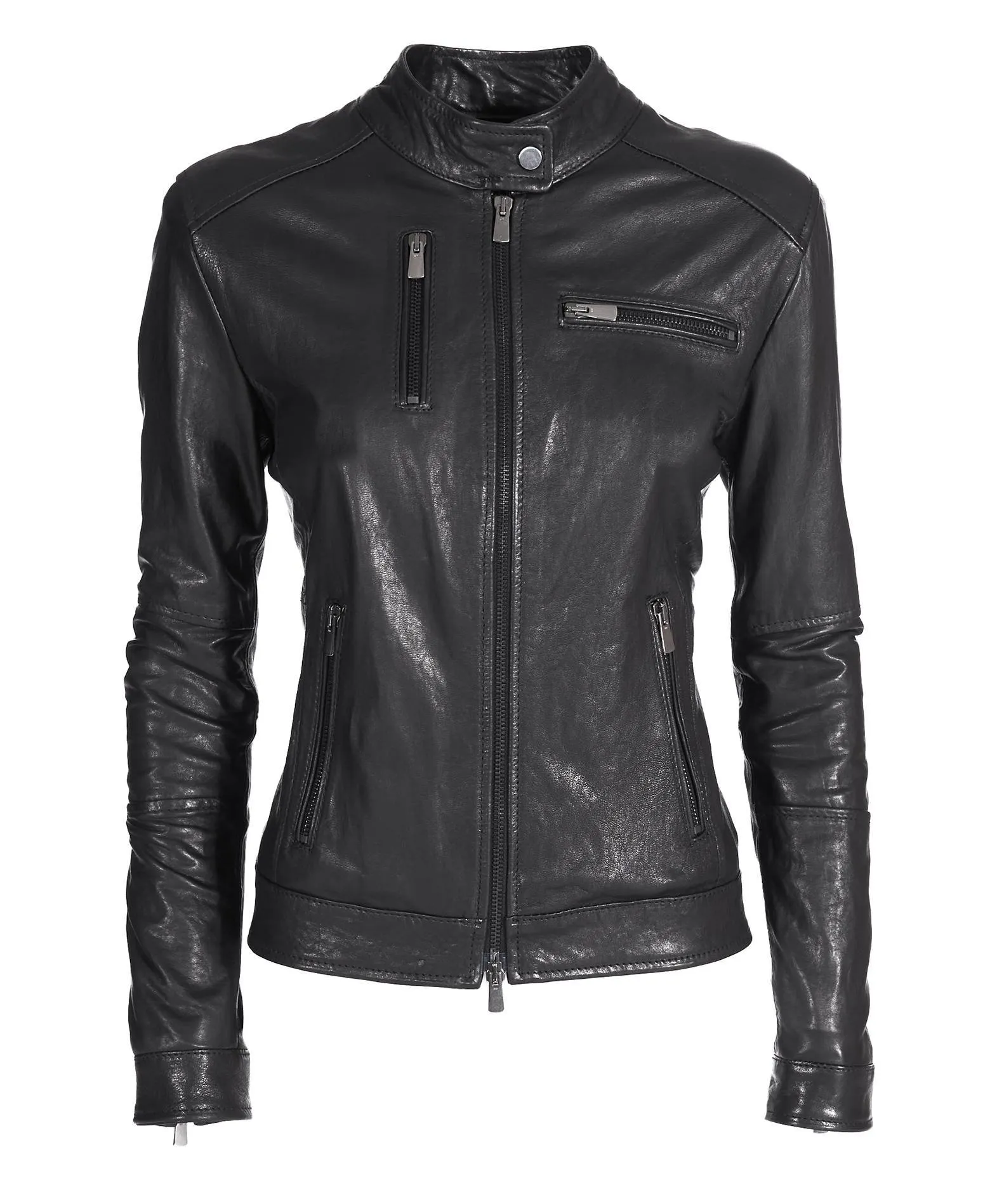 Veste cuir femme style motard blouson cuir vintage noir Giulia