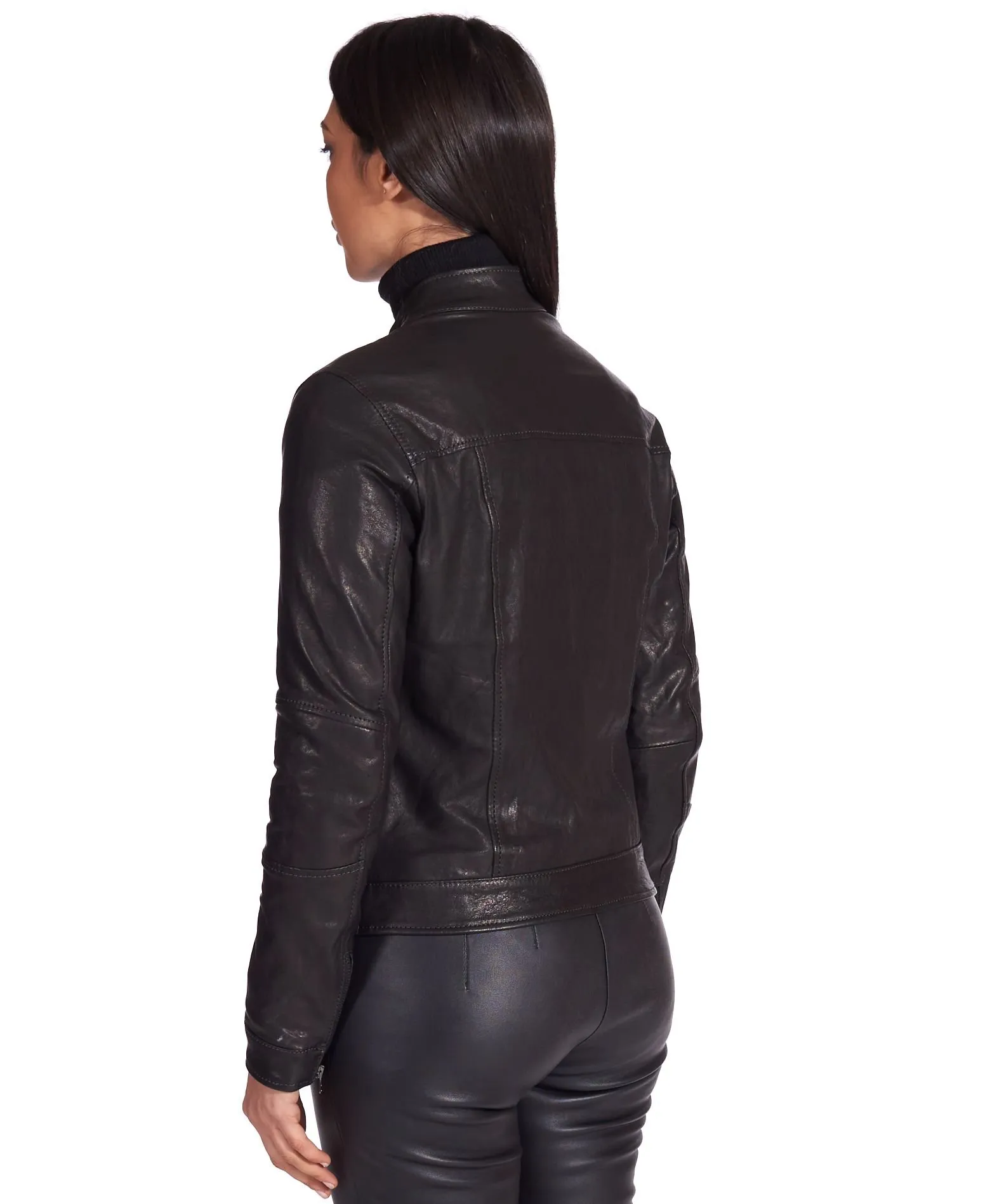 Veste cuir femme style motard blouson cuir vintage noir Giulia