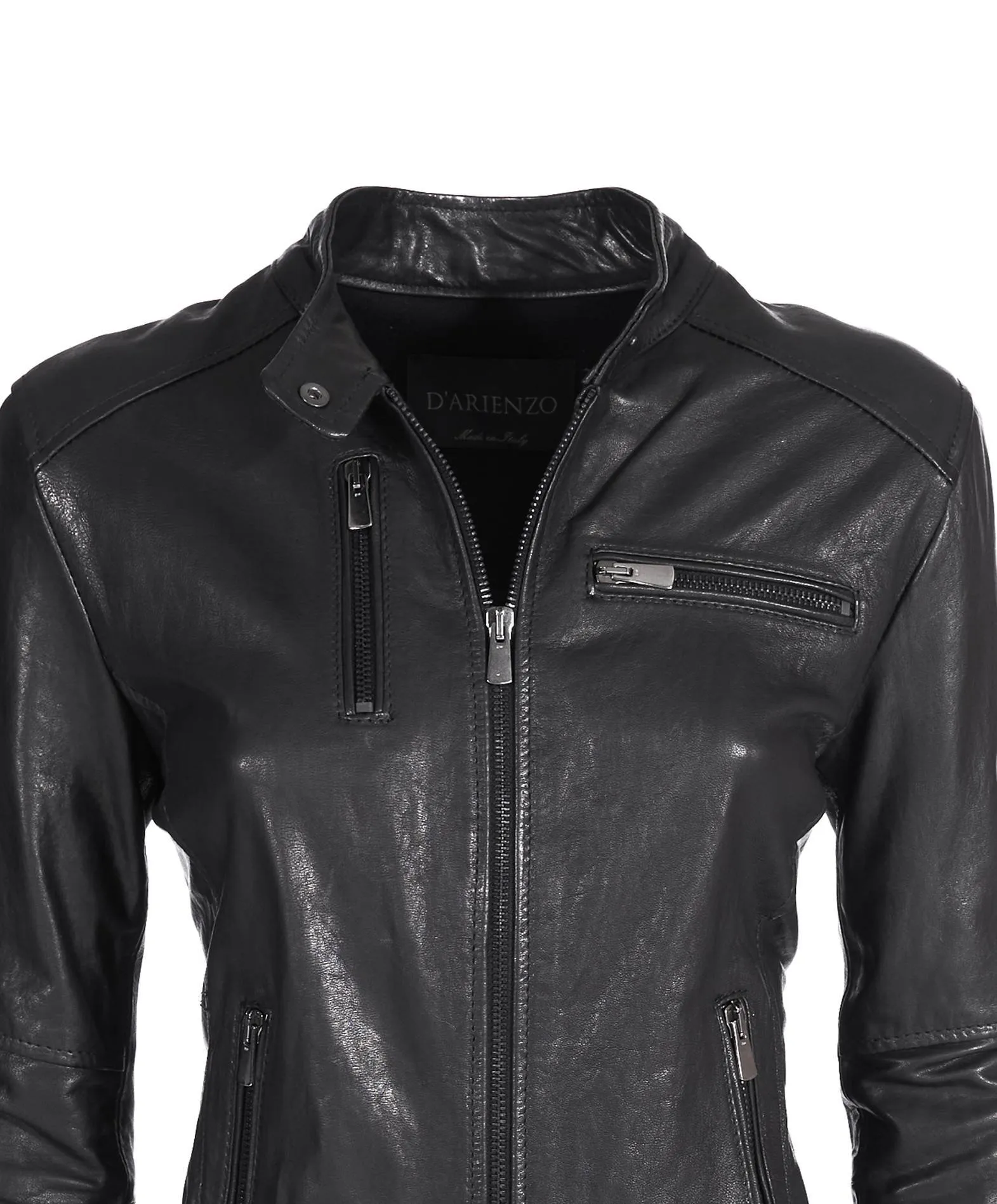 Veste cuir femme style motard blouson cuir vintage noir Giulia