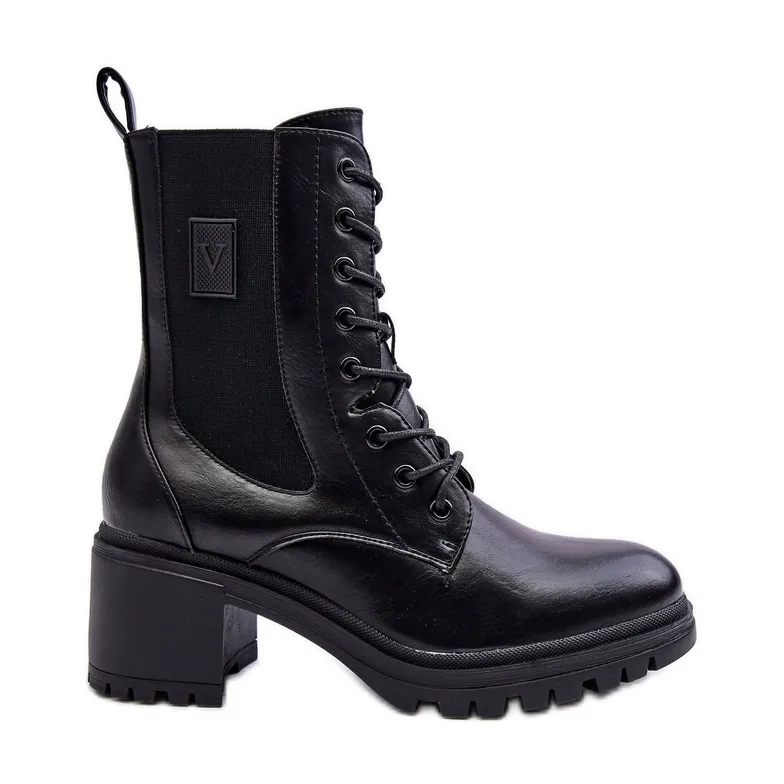 Vinceza Bottes à Talons Hauts en Cuir pour Femme Noir Esnar le noir
